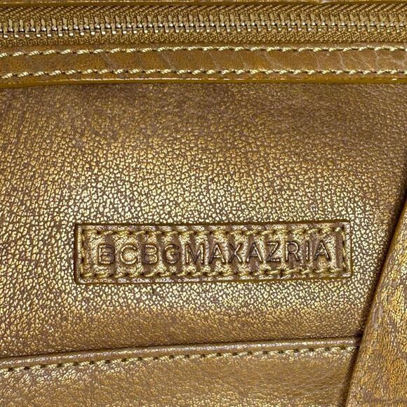 Y2K BCBGMaxazria Structured 3-Way Handbag Bronze Metallic Leather Minimalist - Picture 9 of 10